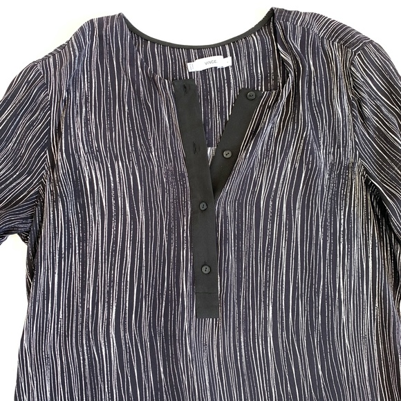 Vince Black and White Wavy Striped Dress 100% Silk - Picture 4 of 7